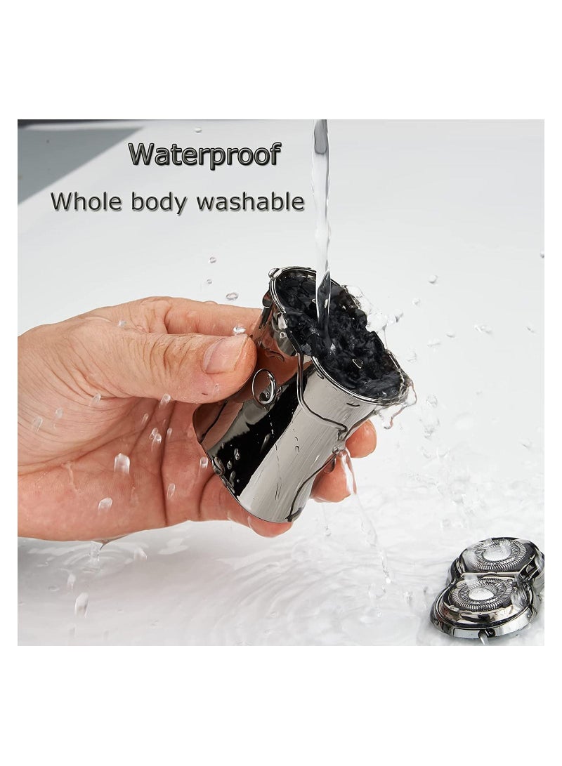 نيبمينينت Electric Mini Travel Shaver for Men - Pocket Size Washable Electronic Razor Mens Rechargeable Portable Cordless Shaving Face Beard Wet & Dry Rotary Electrical Shave (Silver) - Image 4