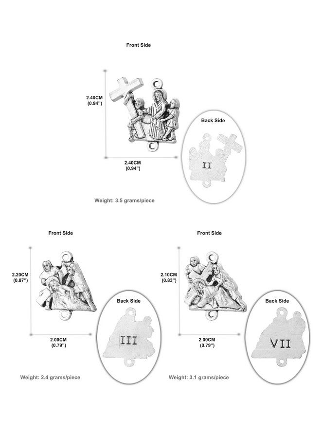COTTVOTT 15Pcs/Set Stations Of The Cross Medals, Rosary Parts To Make Stations Of The Cross Rosary Chaplet, Diy Rosary Making Supplies - Image 1