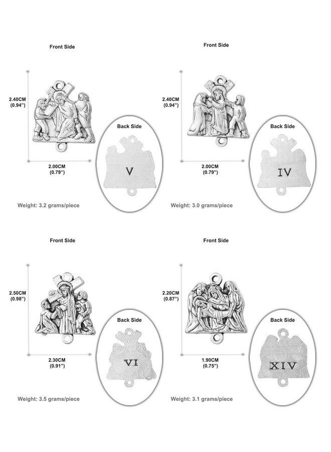 COTTVOTT 15Pcs/Set Stations Of The Cross Medals, Rosary Parts To Make Stations Of The Cross Rosary Chaplet, Diy Rosary Making Supplies - Image 2