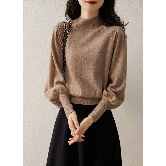 2024 Womens Sweater New Arrivals Autumn Winter Multicolor Bell Sleeve Knitwear Beige  - Image 2