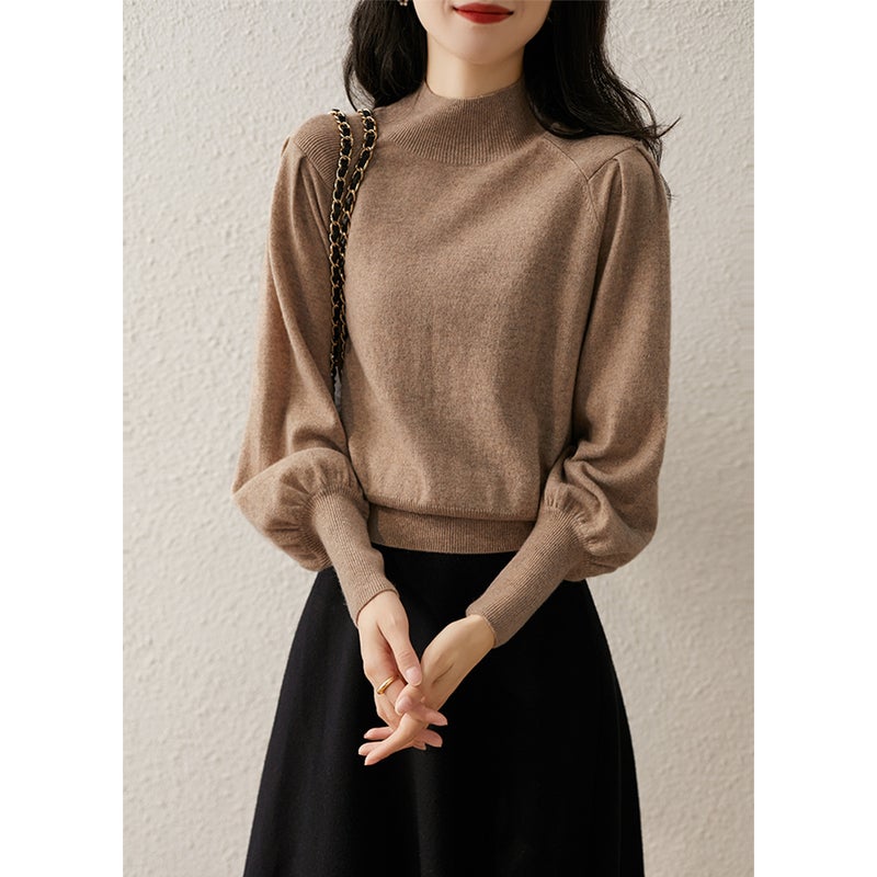 2024 Womens Sweater New Arrivals Autumn Winter Multicolor Bell Sleeve Knitwear Beige  - Image 5