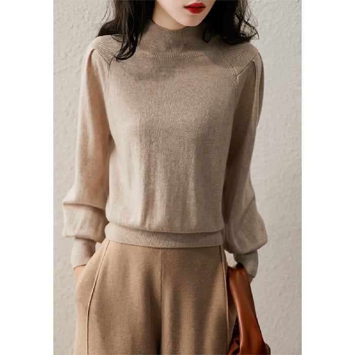 2024 Womens Sweater New Arrivals Autumn Winter Multicolor Bell Sleeve Knitwear Beige  - Image 1