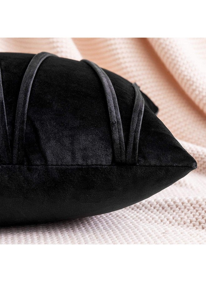 Khooti Velvet 200 TC Cushion Cover Pack Of 1-16"X16"/41X41 Cm-Black-Soft Pillow Covers Cushion Case For Sofa Bedroom Living room Chair Car, Cushion Cover With Random Zig Zag Pattern - Image 3