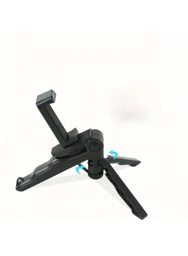 حامل ثلاثي للهاتف أسود مقاوم للاهتزاز قابل للدوران 360 درجة للبث المباشر - Image 1