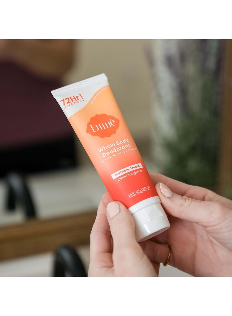 Lume Whole Body Deodorant - Invisible Cream Tube - 72 Hour Odor Control - Aluminum Free, Baking Soda Free, Skin Safe - 3.0 ounce (Clean Tangerine) - Image 3