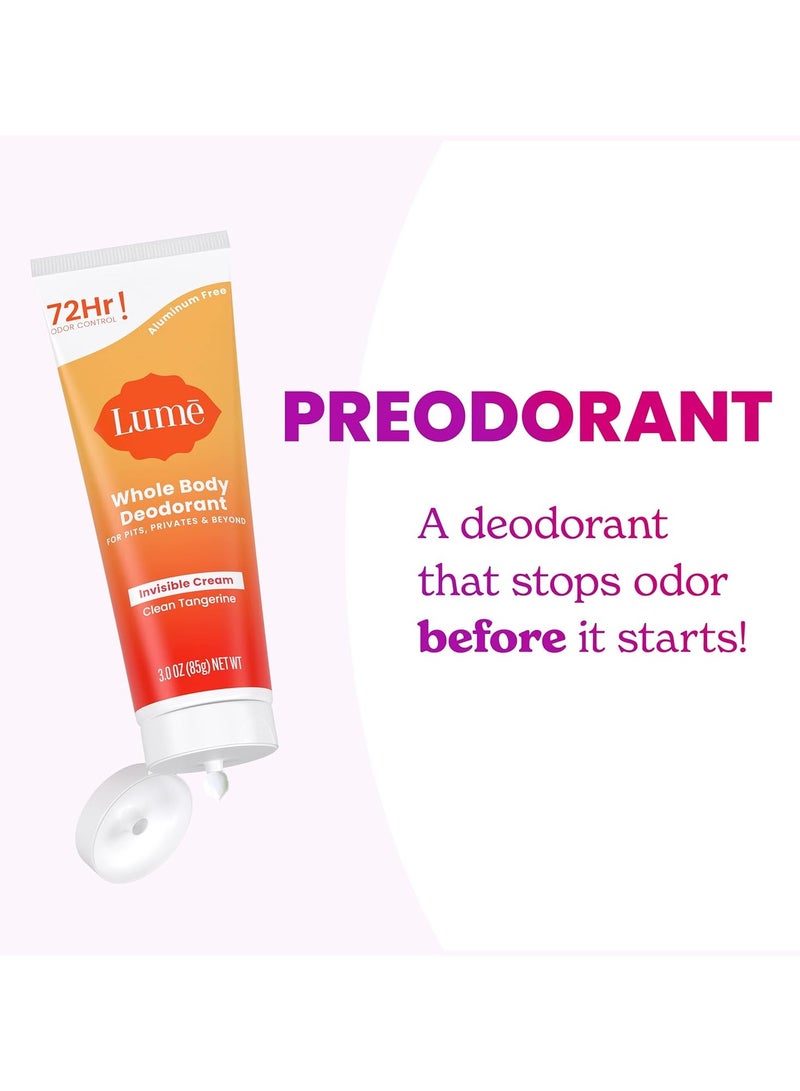 Lume Whole Body Deodorant - Invisible Cream Tube - 72 Hour Odor Control - Aluminum Free, Baking Soda Free, Skin Safe - 3.0 ounce (Clean Tangerine) - Image 5