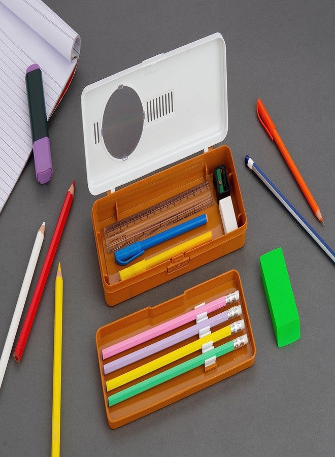 HAZEL Pencil Box for Art Organizer and Storage | Creative Crayon Box for Stationary Box | Compass Box with Separator for School Kids, Brown - Image 2