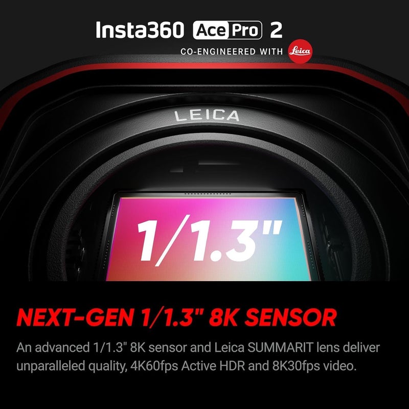 Insta360 Insta360 Ace Pro 2 Waterproof 33ft Action Camera Lens 8K Large Sensor and Dual AI Editing Noise Reduction 113 Sensor Leading Low Light Superior Audio Flip Screen - Image 2