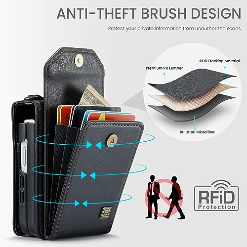 ASAPDOS Crossbody Case Compatible with Samsung Galaxy Z Flip 5,Retro PU Leather Strap Wristlet Flip Case with Magnetic Closure and Card Holder for Men Women Black - Image 5