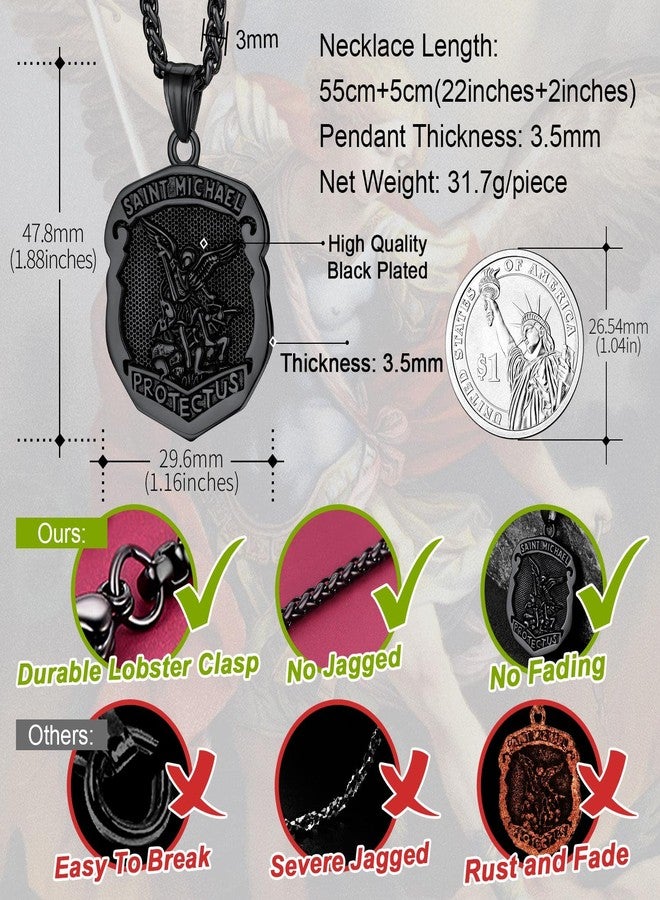 FaithHeart Saint Michael Necklace, Stainless Steel/18K Gold Plated St Michael The Archangel Pendant Amulet for Men Women with Gift Packaging, Stainless Steel, No Gemstone - Image 4