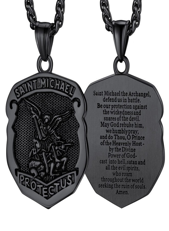 FaithHeart Saint Michael Necklace, Stainless Steel/18K Gold Plated St Michael The Archangel Pendant Amulet for Men Women with Gift Packaging, Stainless Steel, No Gemstone - Image 1
