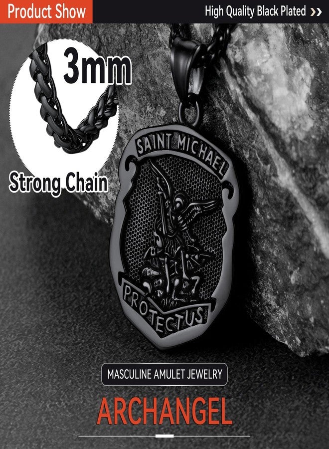 FaithHeart Saint Michael Necklace, Stainless Steel/18K Gold Plated St Michael The Archangel Pendant Amulet for Men Women with Gift Packaging, Stainless Steel, No Gemstone - Image 3