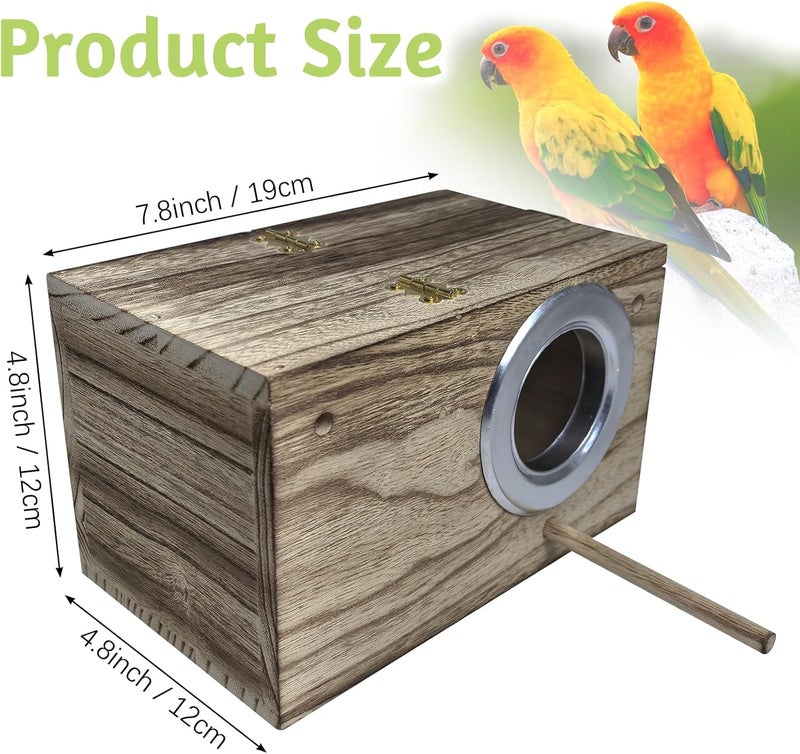 Hamiledyi 2PCS Parakeet Nesting Box Bird House Bird Nest Wood Breeding Box Parrot Mating Box for Parrot Lovebirds Cockatiel Conure Cockatoo Budgie Finch Canary（Style B） - Image 2