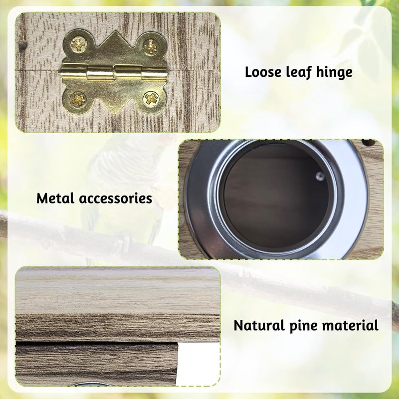 Hamiledyi 2PCS Parakeet Nesting Box Bird House Bird Nest Wood Breeding Box Parrot Mating Box for Parrot Lovebirds Cockatiel Conure Cockatoo Budgie Finch Canary（Style B） - Image 4