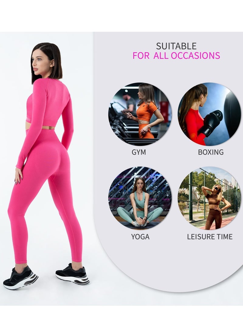 Bernessi Turkey Nylon Sports Leggings for Women High Waisted Ladies Workout Running Fitness Yoga Gym Pants with Tummy Control Textured Light  Magenta Pink  - Image 4