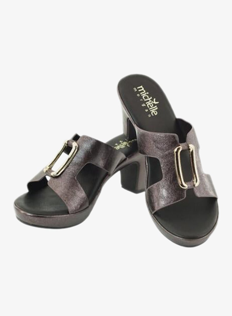 ميشيل مورجان 092-3099 Michelle Morgan Ladies Mid Heel Sandals 514ZD098 Bronze - Image 2