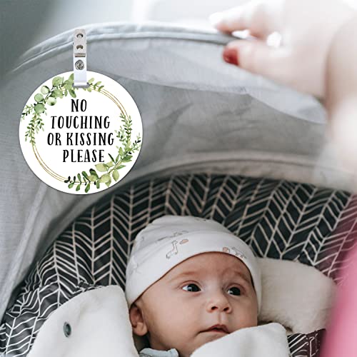 EKSPLODI Don’t Touch Baby Sign, No Kissing Baby Car Seat Sign or Stroller Tag, 2 Pack Baby Stroller Car Seat Carrier Tag for Preemie Newborn (5 Inches) - Image 4