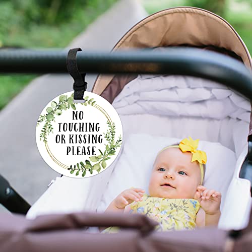 EKSPLODI Don’t Touch Baby Sign, No Kissing Baby Car Seat Sign or Stroller Tag, 2 Pack Baby Stroller Car Seat Carrier Tag for Preemie Newborn (5 Inches) - Image 2