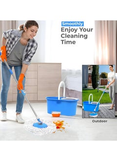 Festive Gallery Spin Mop For Floor Cleaning, Stainless Steel Mop and Bucket With Telescopic Handle, Hands Free Wringing, Floor Mop With 6L Large Capacity and Reusable Refills For Home Office  - Image 4