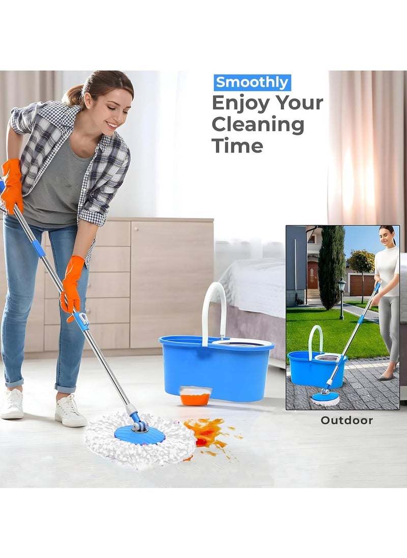 Festive Gallery - Spin Mop For Floor Cleaning, Stainless Steel Mop and Bucket With Telescopic Handle, Hands Free Wringing, Floor Mop With 6L Large Capacity and Reusable Refills For Home Office - Image 1