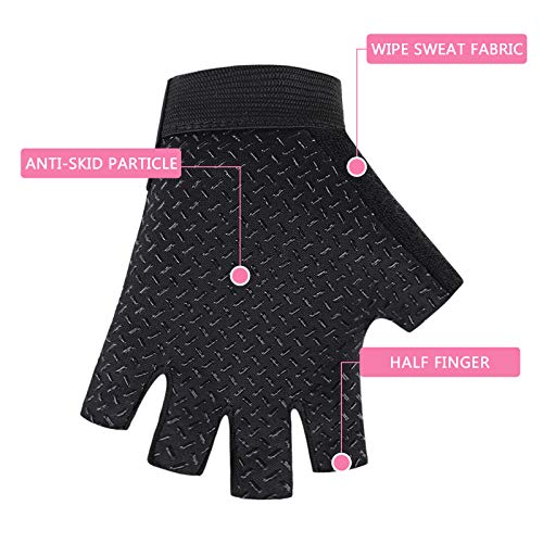 Accmor Pink Kids Cycling Gloves, Half Finger Sports Gloves for Girls, Breathable Outdoor Gloves for Cycling, Camping, Fishing, Hiking, Climbing, Riding - Image 4