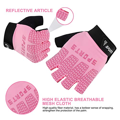Accmor Pink Kids Cycling Gloves, Half Finger Sports Gloves for Girls, Breathable Outdoor Gloves for Cycling, Camping, Fishing, Hiking, Climbing, Riding - Image 3