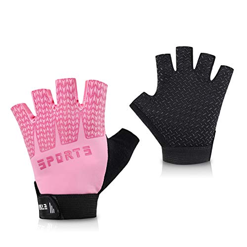 Accmor Pink Kids Cycling Gloves, Half Finger Sports Gloves for Girls, Breathable Outdoor Gloves for Cycling, Camping, Fishing, Hiking, Climbing, Riding - Image 1