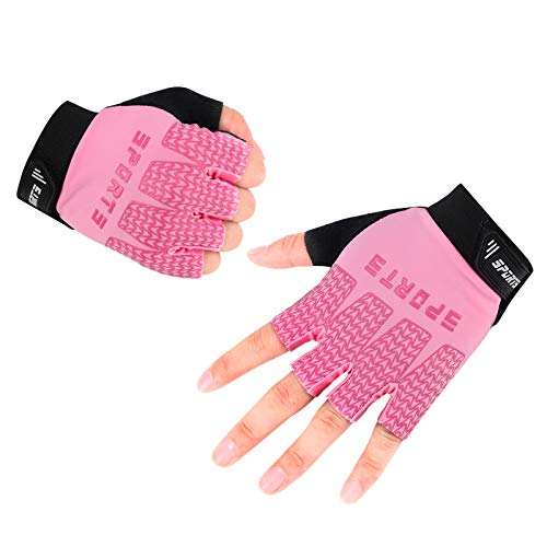 Accmor Pink Kids Cycling Gloves, Half Finger Sports Gloves for Girls, Breathable Outdoor Gloves for Cycling, Camping, Fishing, Hiking, Climbing, Riding - Image 2