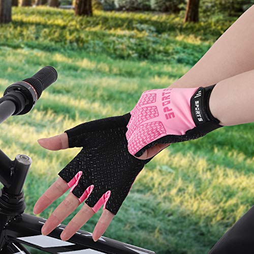 Accmor Pink Kids Cycling Gloves, Half Finger Sports Gloves for Girls, Breathable Outdoor Gloves for Cycling, Camping, Fishing, Hiking, Climbing, Riding - Image 5