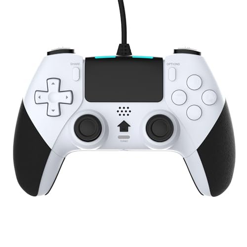 GAMFAMI Wired Controller Gamepad for Playstation 4 with Advanced Programming Buttons Dual Vibration Shock Joystick Gamepad for PS4/PS4 Slim/PS4 Pro and PC (White) - Image 2