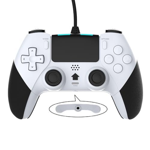 GAMFAMI Wired Controller Gamepad for Playstation 4 with Advanced Programming Buttons Dual Vibration Shock Joystick Gamepad for PS4/PS4 Slim/PS4 Pro and PC (White) - Image 1