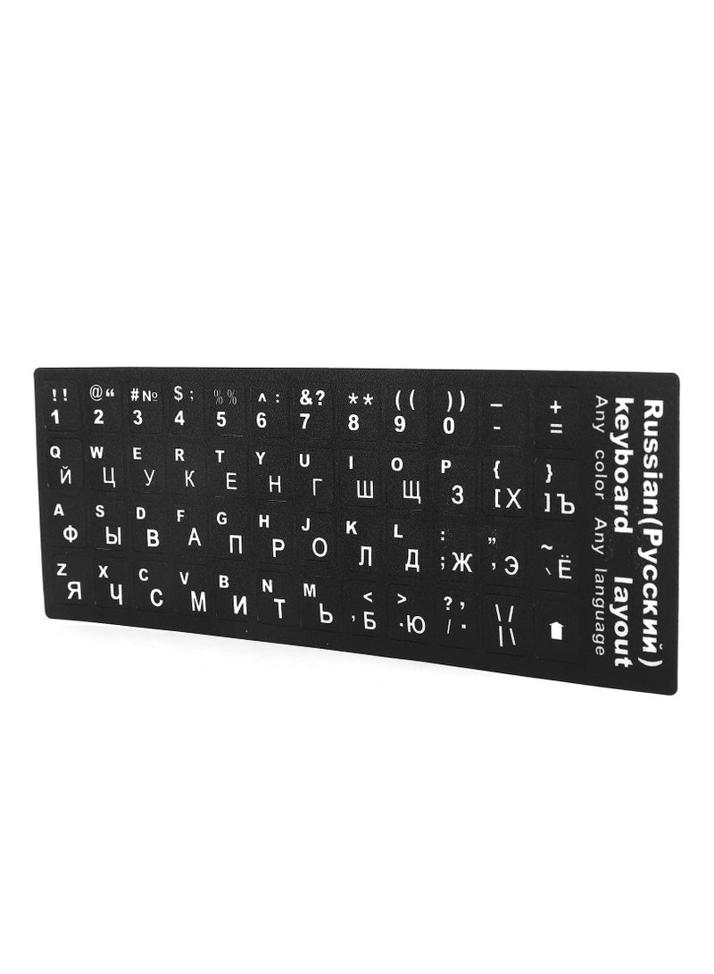 Russian Keyboard Stickers, Russian-Englsih Keyboard Letters Replacement Stickers White Font Black Background for PC Computer Laptop Notebook Desktop, Cyrillic Keyboard Alphabet Stickers - Image 1