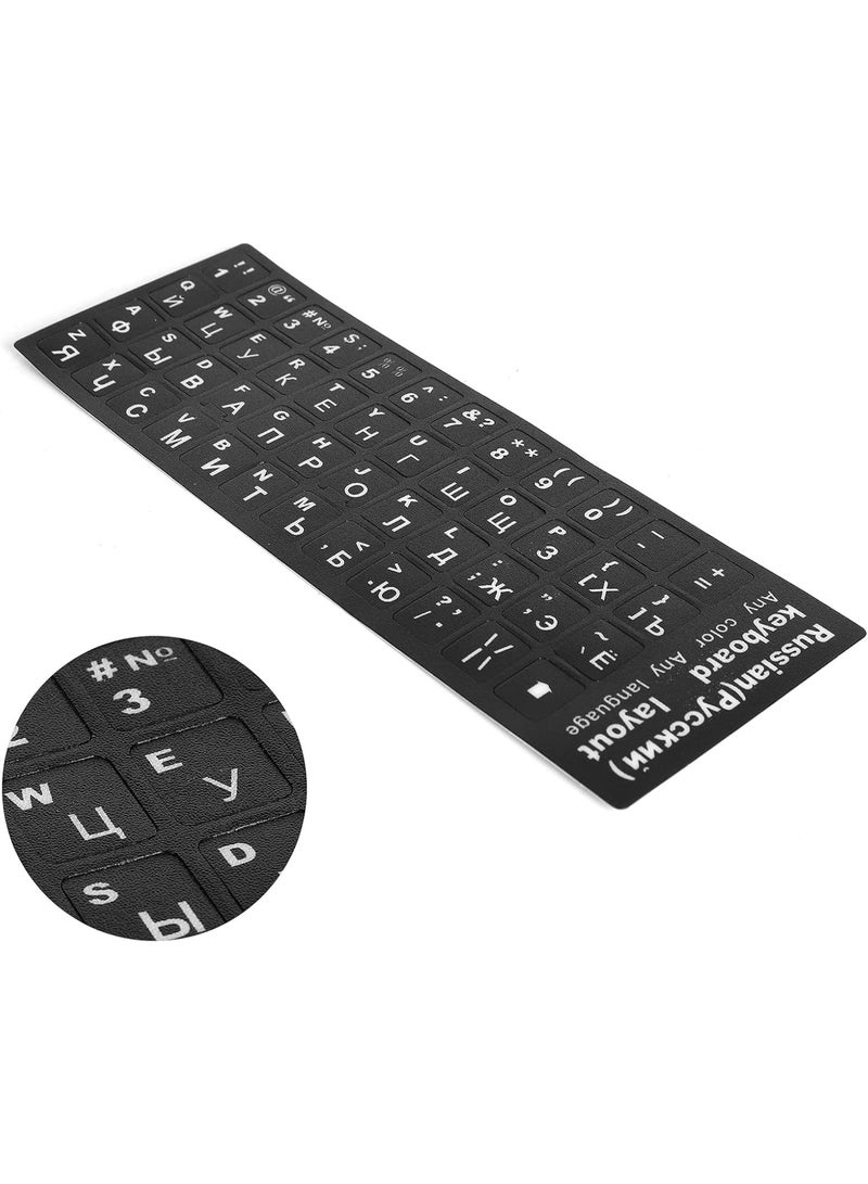Russian Keyboard Stickers, Russian-Englsih Keyboard Letters Replacement Stickers White Font Black Background for PC Computer Laptop Notebook Desktop, Cyrillic Keyboard Alphabet Stickers - Image 4