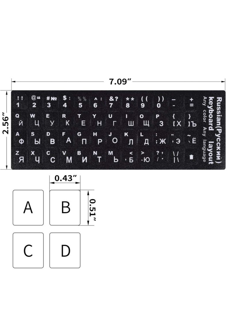 Generic - (2 Pack) Russian Keyboard Stickers, Russian-Englsih Keyboard Letters Replacement Stickers White Font Black Background for PC Computer Laptop Notebook Desktop, Cyrillic Keyboard Alphabet Stickers - Image 1