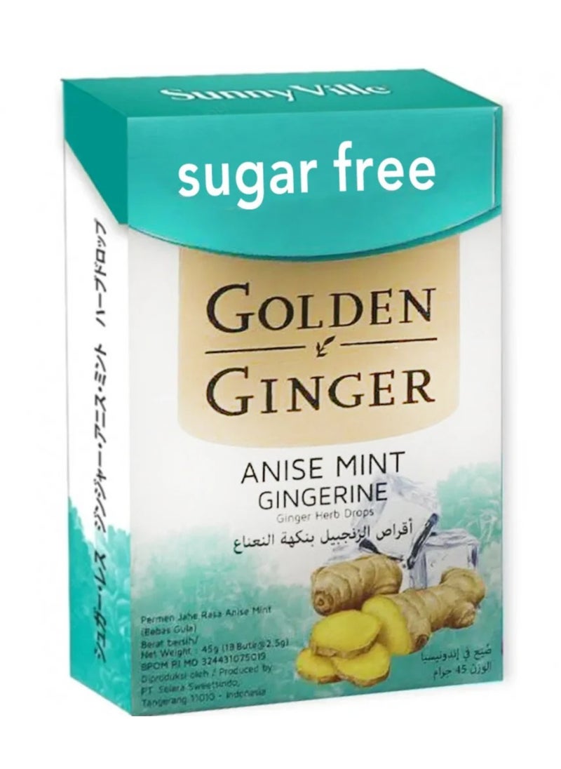 GOLDEN GINGER Anis Mint Ginger Sugar Free, sore throat 45g  - Image 1