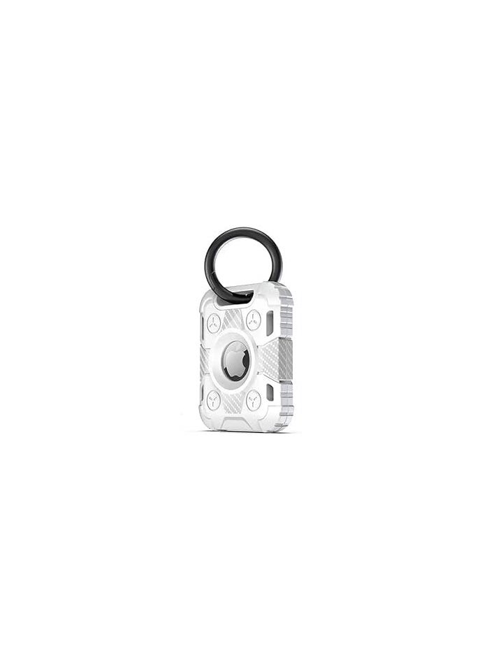 Generic - Compatible Soft Silicone Protective Case for Apple Airtag with Keychain Shield Tank GPS Shockproof Cover for Air Tag Device TPU (White) - Image 1