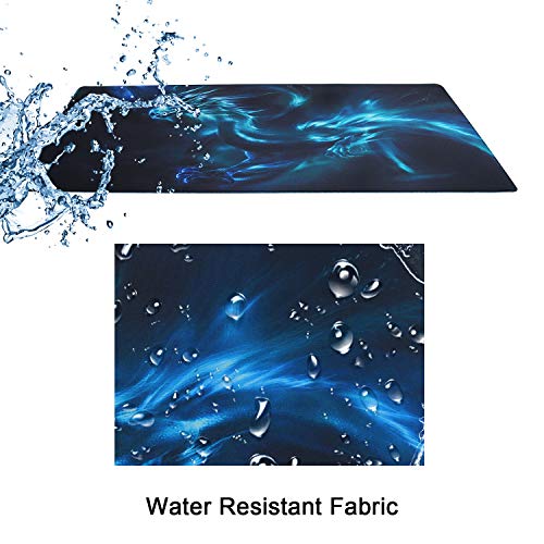 Meffort Inc Extra Large Extended Gaming Desk Mat Non-Slip Rubber Pads Stitched Edges XXL Mouse Pad 35.4 x 15.7 inch - Blue Dragon - Image 4
