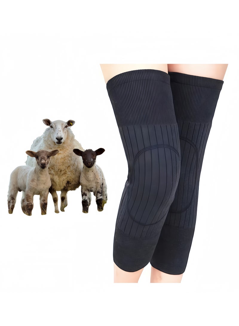 وسائد دعم للركبة من صوف الكشمير السميك الدافئ للجنسين لتدفئة الساق وأكمام رفيعة للركبة للرجال والنساء للرياضة والارتداء اليومي (رمادي داكن) - Image 1