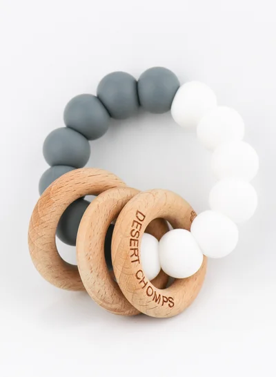 Desert Chomps Desert Chomps Trio Rattle Teether - Grey