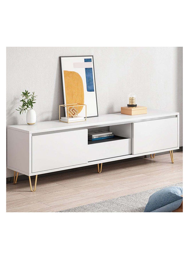 DANUBE HOME Vesta TV Cabinet For Up To 50 Inches TV Entertainment Modern Design Wall Unit Furniture Wooden TV Stand For Living Room Bedroom TV Rack L 120 x W 40 x H 45 cm White  - Image 1