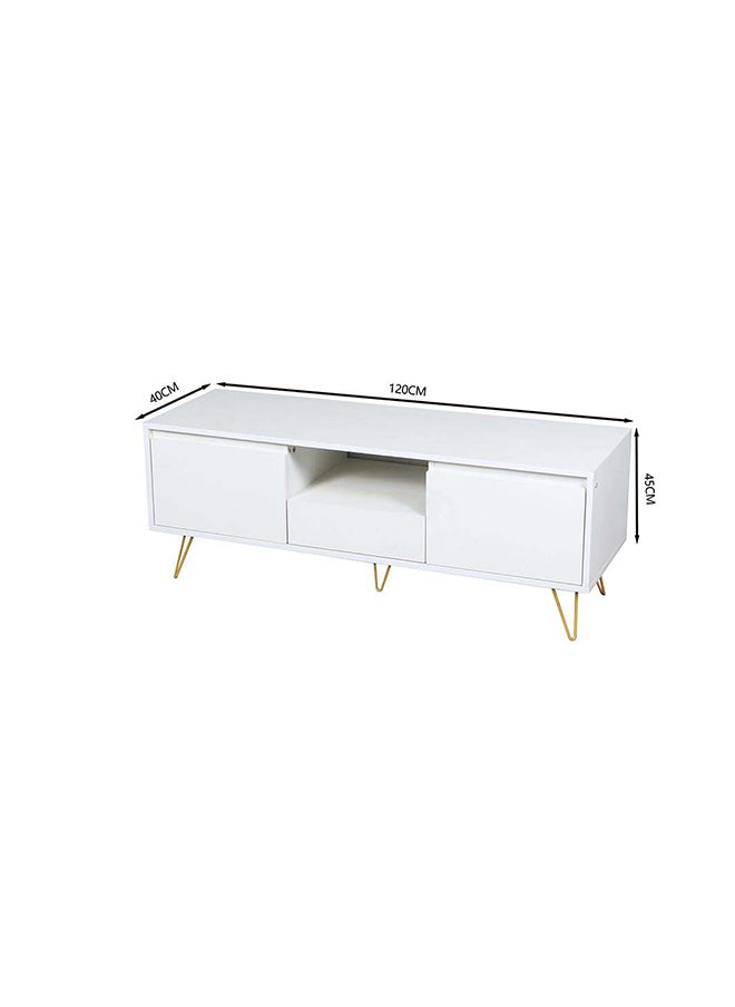 DANUBE HOME Vesta TV Cabinet For Up To 50 Inches TV Entertainment Modern Design Wall Unit Furniture Wooden TV Stand For Living Room Bedroom TV Rack L 120 x W 40 x H 45 cm White  - Image 5