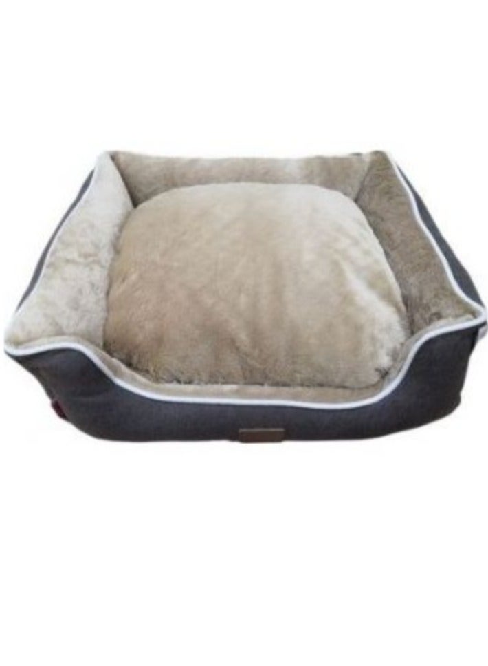 Catry Pet Cushion Luxury Velvet Black & Beige- HY00554050-99 - 50 x 40 x 14cm