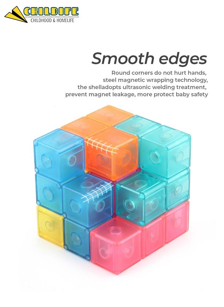 CHILDIFE - Magnetic Building Blocks Magic Magnetic 3D Puzzle Cubes Set of 7 Multi Shapes Magnetic Blocks Intelligence Developing and Stress Relief Fidget Toys - Image 1
