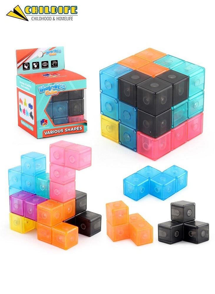CHILDIFE - Magnetic Building Blocks Magic Magnetic 3D Puzzle Cubes Set of 7 Multi Shapes Magnetic Blocks Intelligence Developing and Stress Relief Fidget Toys - Image 1