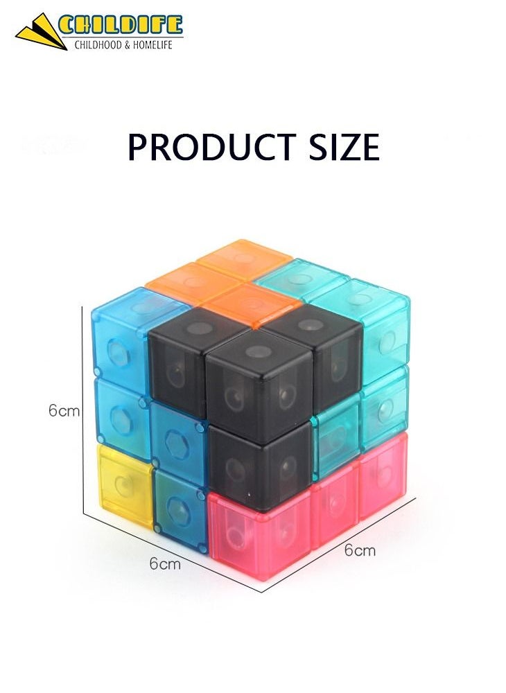 CHILDIFE - Magnetic Building Blocks Magic Magnetic 3D Puzzle Cubes Set of 7 Multi Shapes Magnetic Blocks Intelligence Developing and Stress Relief Fidget Toys - Image 1