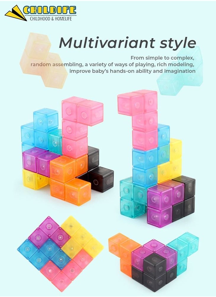 CHILDIFE - Magnetic Building Blocks Magic Magnetic 3D Puzzle Cubes Set of 7 Multi Shapes Magnetic Blocks Intelligence Developing and Stress Relief Fidget Toys - Image 1