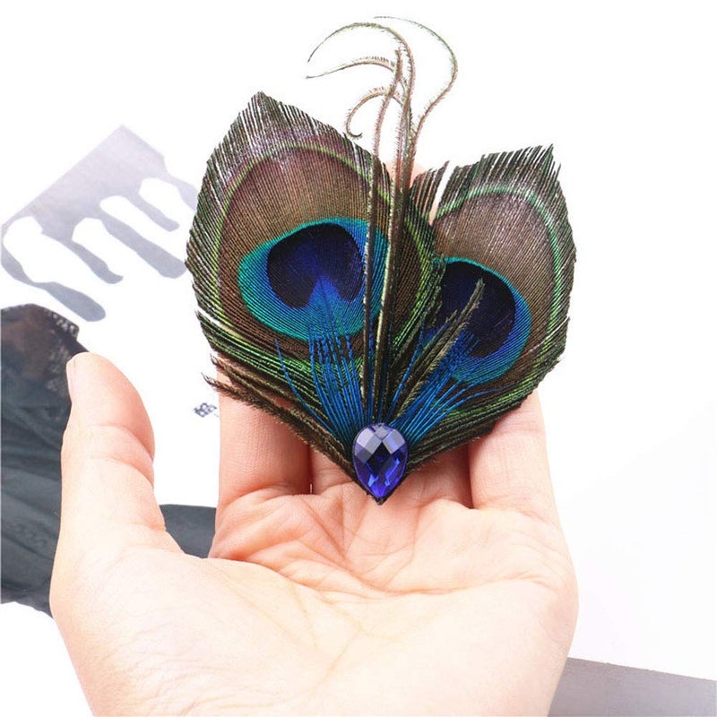 Suoirblss 2 PCS Women Bohemian Butterfly Peacock Feather Hair Clip Elegant Fascinator Wedding Dance Party Hair Pins Headdress Headwear Hair Accessory - Image 3
