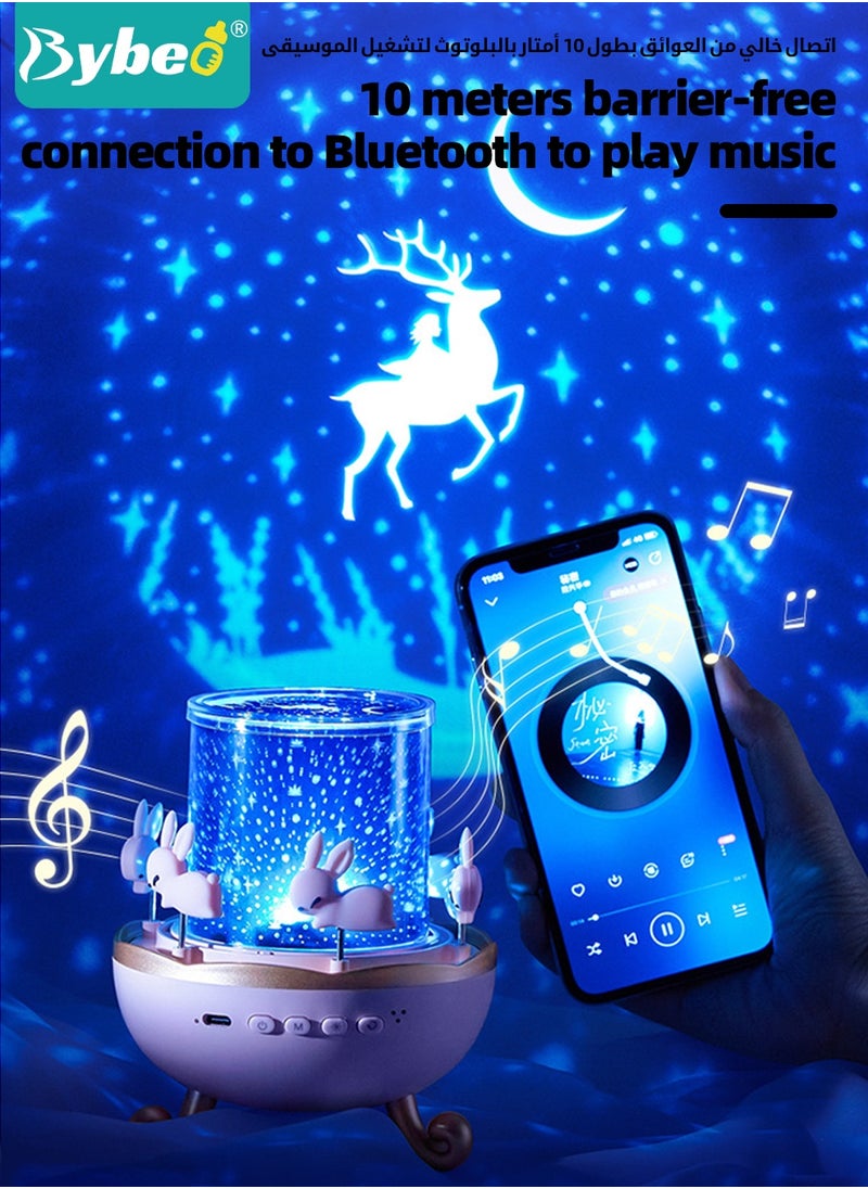 Bybeo Night Light Projector for Kids, Star Projector & Bluetooth Music, Bedroom Night Light, Rechargeable Lamp, Children Birthday Gift for Bedroom Decor, 360° Rotation and Bluetooth, 12 Scenes+3 Lights+Music  - Image 4