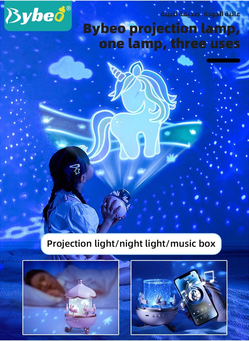Bybeo Night Light Projector for Kids, Star Projector & Bluetooth Music, Bedroom Night Light, Rechargeable Lamp, Children Birthday Gift for Bedroom Decor, 360° Rotation and Bluetooth, 12 Scenes+3 Lights+Music  - Image 3