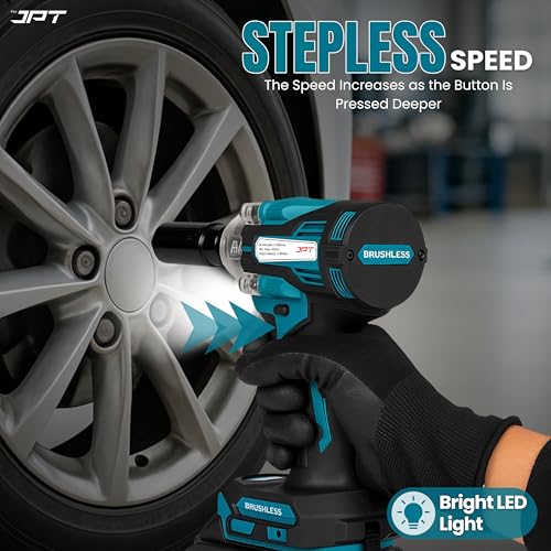 JPT 21v Heavy-Duty Brushless Cordless Impact Wrench| Brushless Motor | 400NM Torque | 4000RPM Speed with 3 Speed Mode | 4.0Ah Li-ion Battery & Fast Charger | 39-Piece Combo Kit for Car, Garage - Image 5